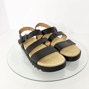 MADEWELL The Addie Leather Ankle Strap Sandals Lug Sole Black Size 9